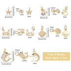 SUNNYCLUE 1 Box 10Pcs 5 Styles Shell Charms Starfish Charm Micro Pave Cubic Zirconia Pendant Brass Dolphin Ocean Pendants for Jewelry Making Charms Keychain Earring Necklace DIY Crafting Accessories - color: Micro Pave Cubic Zirconia Charms
