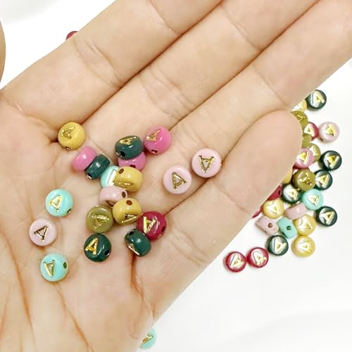 200PCS Round Letter Beads,4x7mm Color Acrylic Alphabet Beads Vowel Letter A Beads with Letters for Bracelet Making Necklace Keychain Jewelry DIY (Letter A) - color: Letter A