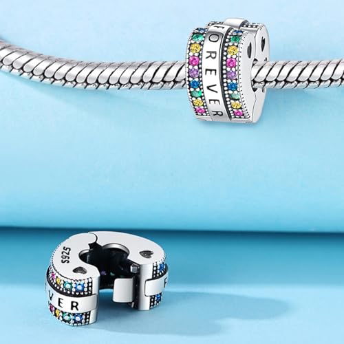 Spacer Stopper Beads for Bracelets & Necklaces, 925 Sterling Silver Beads | Smooth & Pave Cubic Zirconia (White, Blue, 18K Gold Plated) | Anti-Slide Separator Charms S925 Women Jewelry - color: 2Pcs Forever Stopper
