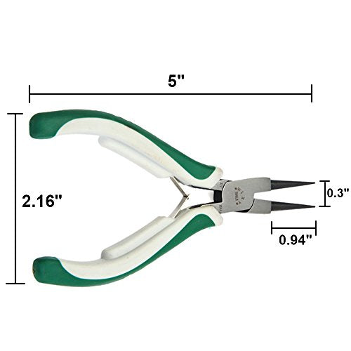 2Pcs Round Nose Pliers Jewelry Fine Round Needle Long Nose Pliers (5-Inch)