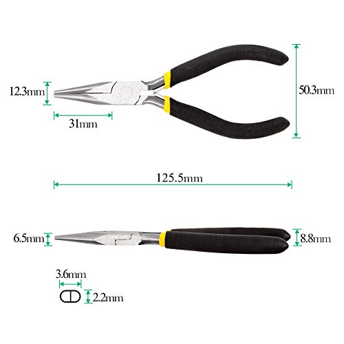 SPEEDWOX Long Nose Pliers 5 Inches Mini Fine Chain Nose Pliers for Hard to Reach Confined Areas Smooth Jaws for Grasping Small Objects Jewelry Making Repairing Beading DIY Tools - size: Long Nose Pliers