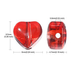 UR URLIFEHALL 100 Pcs Handmade Lampwork Glass Heart Beads Love Red Heart Shape Crystal Spacer Beads for DIY Jewelry Making Crafts - color: 100pcs-6x6.5x4.7mm-red heart beads