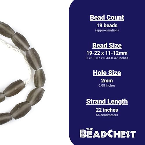 The Bead Chest Groundhog Grey Faceted Cylinder Java Recycled Glass Beads (20x12mm) - color: Groundhog Grey