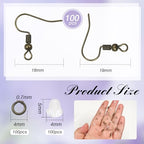 TOAOB 300pcs Earring Hooks Kits Antique Bronze French Ear Wires with Ball and Coil 18mm Fish Hook Earring Making Supplies with Jump Rings and Clear Silicone Ear Backs for DIY Jewelry Findings - color: Antique bronze