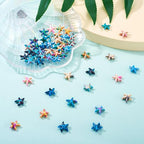 60Pcs Starfish Turquoise Beads Colorful Sea Star Gemstone Beads Synthetic Dyed Ocean Animal Bead Starfish Carved Bead for DIY Craft Bracelet Necklace Earring Jewelry Making - color: Blue-Starfish