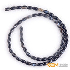 GEM-Inside 4x6mm Natural Black Botswana Onyx Agate Stone Semi Precious Rice Olive Oval Chakras Beads for Jewelry Making DIY Handmade Craft Supplies 15" - size: Black-4x6mm