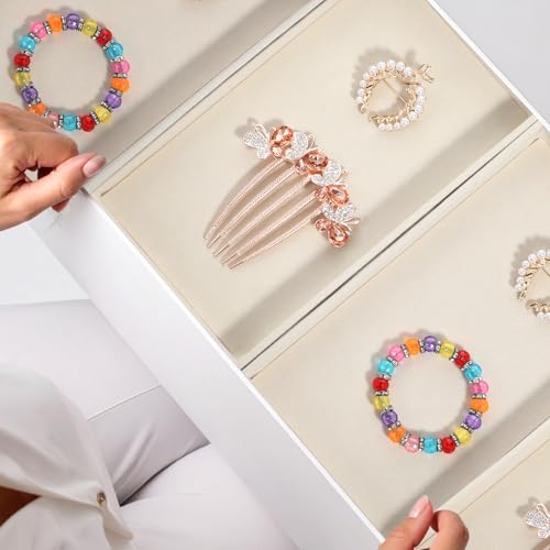 12 Pack 1 Grid Velvet Jewelry Trays, Stackable Jewelry Drawers Organizer Inserts, Beige Jewelry Storage Display Trays for Necklace, Earring, Ring, Bracelet, 8x4.6x0.91 Inches