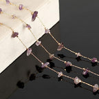 KYUNHOO 5 Meters Gold Plated Brass Chain for Jewelry Making Purple Irregular Natural Stone Crystal Necklace Chains Bulk with Jump Rings and Lobster Clasps - color: Natural Stone-Purple
