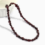 Raw Crystal Necklaces for Women 5-8mm Handmade Natural Stone Necklace Beaded Choker Necklace Healing Crystal Necklace Gemstone Necklace Raw Crystal Beaded Necklace for Her - style: Garnet