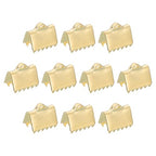 uxcell 30Pcs Ribbon End Crimp Clamps, 8.5mm Pinch Cord End Clasps Stainless Steel Curled Bead Clasp for Ribbon Lace Bookmark Ends Keychain DIY Making, Gold - size: 8.5mm