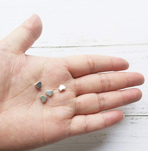 100 Pcs Heart Shape Spacer Beads Small Hole Spacer Beads Metal Loose Beads for Making Bracelet Necklace Earring Accessories DIY Handmade Craft (Silver) - color: Silver