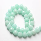 12MM 32PCS Natural Stone Amazonite Chalcedony Loose Beads for Jewelry Making DIY Bracelet Necklace 1 Strand - color: Amazonite Chalcedony, size: 12mm