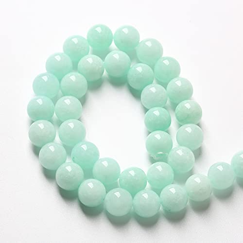 12MM 32PCS Natural Stone Amazonite Chalcedony Loose Beads for Jewelry Making DIY Bracelet Necklace 1 Strand - color: Amazonite Chalcedony, size: 12mm