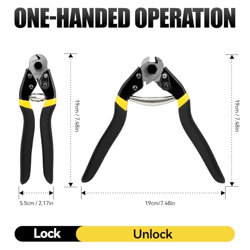 DISEN Wire Cutters Heavy Duty Cutting Up to 3/16", Metal Cable Cutters for Fence Thick Wire, Safety Lock, Spring Loaded, Non-slip Matte Handle, Chrome Vanadium Steel Jaw - style: 1 pc Black/Yellow