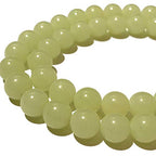ABCGEMS Glow-in-Dark Mexican Olive-Green Aragonite Beads (AKA Cave Calcite- Extremely Rare) Healing Crystal Chakra Energy Stone Ideal for Bracelet Necklace Ring DIY Jewelry Making Smooth Round 10mm - color: Green Aragonite- Glow in Dark (From Mexico)