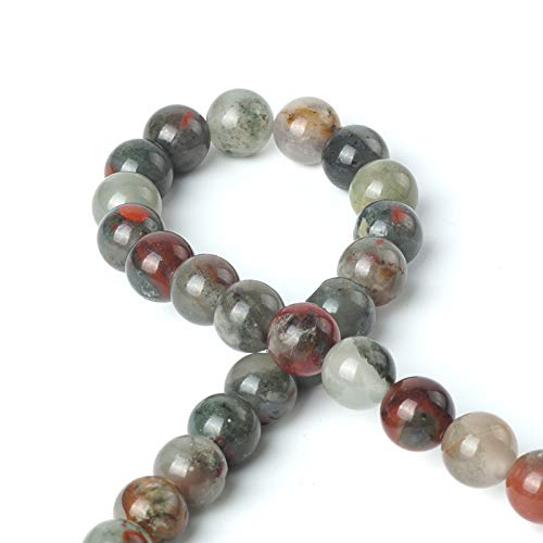 100Pcs Natural Stone 6mm African Blood Stone Round Loose Gemstone Energy Healing Beads Hole Size 1mm DIY Smooth Beads for Bracelet Necklace Earrings Jewelry Making - color: African Blood Stone, size: 6mm