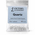 Victory Glassworks™ Clear Quartz Balls, Round Spacer Beads, Optical Grade Fused Silica Glass for Jewelry Making, Crafts, Boiling Stones (3mm Pack of 40) - size: 3mm Pack of 40