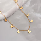 Gold Chain Necklace for Women 18K Gold Plated Dainty Star Cross Heart Cuabn Choker Chains Stainless Steel Trendy Jewelry Christmas Gifts - color: Tiny Butterfly