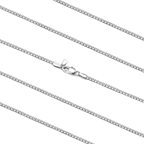 FaithHeart Mens Black/Silver/Gold Stainless Steel Flat Box Link Chain Necklace, Stylish 2/4/6/8mm Width Box Chains Necklaces for Men Non Tarnish Hip Hop Chain Jewelry Gifts,14"-30" Length - color: 2mm Width-Classic Silver, size: 24 Inches Length