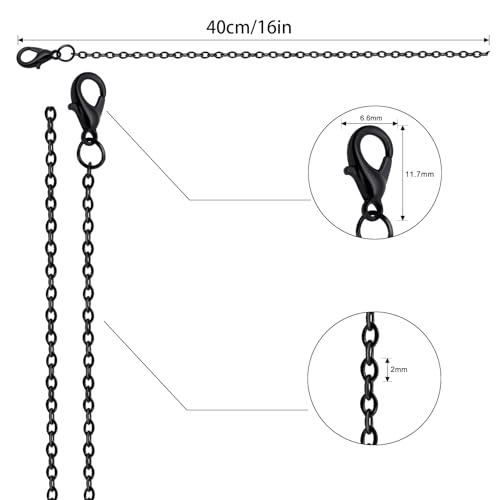 Lemonkey 24 Pack Necklace Chains Bulk,Black Plated DIY Cable Link Chains for Jewelry Making 16 Inches - color: Black, size: 16inch