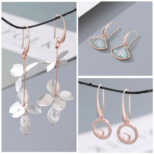 Rose Gold Plated Earring Hooks, 230PCS Earring Findings with Earring Backs for Jewelry Making Hypoallergenic Ear Wires Fish Hook for DIY Earrings Bulk Pack - color: Rose Gold-Big Earing Hooks