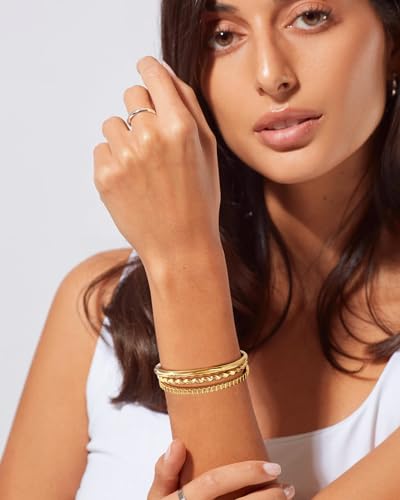 WOWORAMA Adjustable Slider Bracelets for Women Bar Friendship Bangle Bracelet for Women Gold/White Gold/Rose Gold Bolo Bracelet - color: Triple Bar-Gold