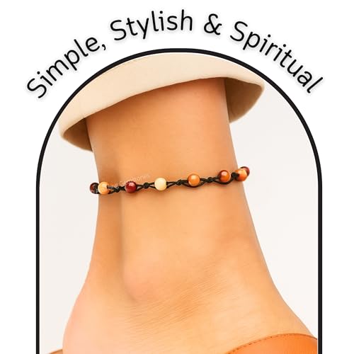 Amazing Gemstone Crystal Anklet Ankle Bracelets for Women - Waterproof Beaded Healing Crystal Anklets, Plus Size Chakra Gemstone Bead Anklet - color: Mookaite, style: Hand Knotted