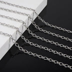 KYUNHOO 16.4 Feet Stainless Steel Jewelry Making Supplies for Men Women DIY Necklace Bracelet Crafts Silver Roll of Jewelry Rhombus Bulk Chain Links with Connectors for Handcraft Making - color: Twist Silver