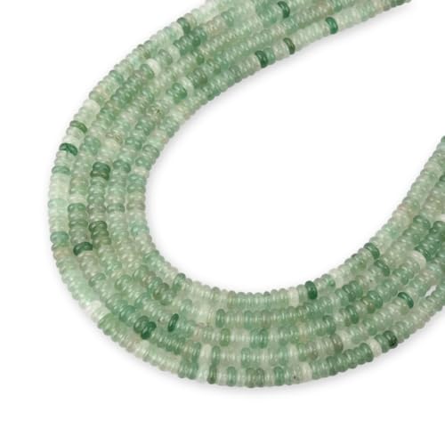 155pcs 4x2mm Natural Green Aventurine Disk Rondelle Spacer Stone Semi Precious Gemstone Loose Beads for Jewelry Making 15 Inch - color: Green Aventurine