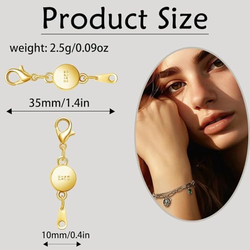 Magnetic Necklace Clasps, 925 Silver Jewelry Closures, Chain Extender Connectors, 8 Pack (8pcs Silvery A) - color: 8pcs silvery A