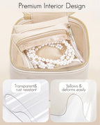 VLANDO Travel Jewelry Case,Valentines Gifts,Small Jewelry Box Organizer,Travel Jewelry Storage with 6 Velvet Jewelry Zipper Pockets, Birthday Gifts for Women Girls (White) - color: 6PCS-White
