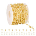 YOUBEIYEE 16.4 Feet Gold Plated Chain for Jewelry Making Stainless Steel Embossed Oval Chains Bulk for Women Necklace DIY with Jewelry Accessories - color: Embossed Ellipse Gold