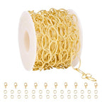 YOUBEIYEE 16.4 Feet Gold Plated Chain for Jewelry Making Stainless Steel Embossed Oval Chains Bulk for Women Necklace DIY with Jewelry Accessories - color: Embossed Ellipse Gold