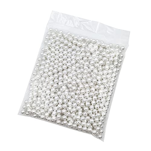 INSPIRELLE 600pcs 10mm White Art Faux Pearl Beads ABS Round Loose Spacer Beads for DIY Craft Necklaces Bracelets Jewelry Making - color: White, size: 10mm