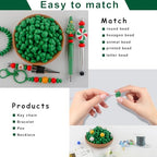 Sunrony 200Pcs Silicone Lentil Beads for Keychain Making, Bulk 12mm Silicone Abacus Spacer Beads for Necklace Bracelet Making Pens (Christmas Green) - color: D-Christmas green