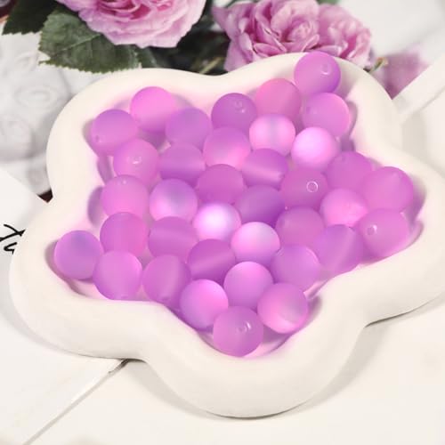 25pcs Resin Transparent Frosted Beads 16mm Cat Eye Circular Rubber Bead Spacer Bead DIY Making Friendship Bracelet Phone Chain Keychain Pen Beads Accessories (Purple) - color: Purple