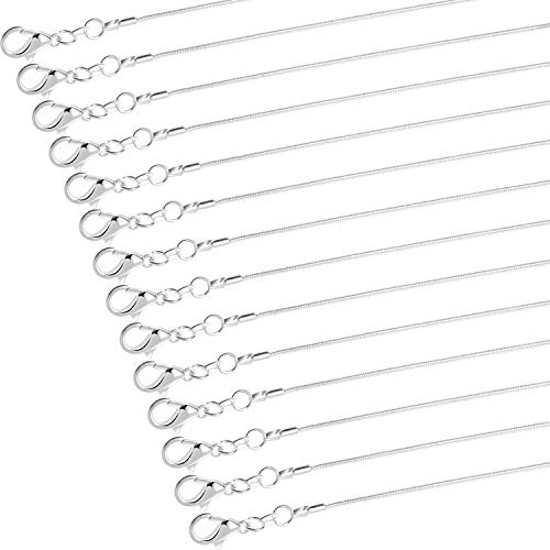 PAXCOO 25 Pack Chains for Jewelry Making, Necklace Chains Bulk Silver Plated Snake Chains for Necklace Jewelry Making, 1.2 mm - size: 22 Inches