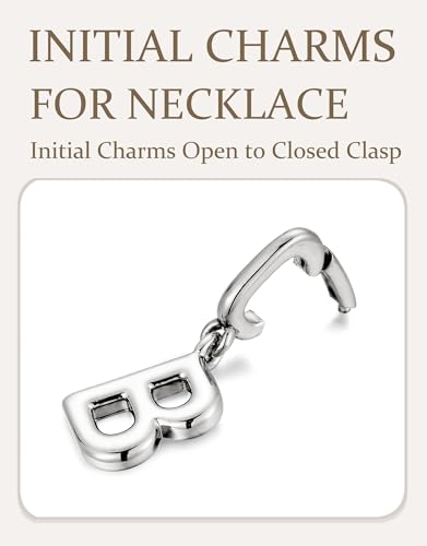 OVRUNS Initial Charm for Women,Letter Bracelet Necklace Charms Alphabet Pendant Charms With Clasp - color: Silver, style: Letter B