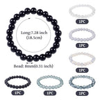 Elecrelive Glass Round Beaded Bracelet Set Clay Beaded Bracelets Stretch Bracelets - color: Black Gray