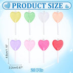 20Pcs Lollipops Resin Charms Colorful Heart Lollipop Charms Candy Dangle Pendants Lollipops Charm Pendant Bulk for Earrings Bracelets Necklaces Jewelry Making DIY Crafts Supplies - size: 46x22mm