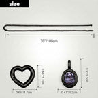 Heart Slip Chain Necklace for Women, 39 Inch Cuban Chain, Removable Heart O-Ring, Crystal Pendant, Adjustable Stainless Steel Y-Necklace - color: Black-Purple