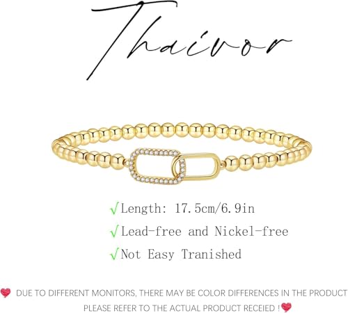 Mothers Day Gifts - Beaded Bracelets for Women 14K Silver Gold Plated Stretch Handmade Ball Bracelets Cute Charm Bracelet Dainty Stackable Cross Heart Bow Wave CZ Circle Trendy Jewelry Easter Gifts - color: zirconia-square
