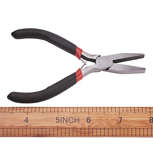 Beadthoven 1Set Flat Nose Pliers 5 Inch Smooth Jaw Pliers for Jewelry Making Wire Rapping Bending Gunmetal - color: Gunmetal, size: Flat Nose Pliers