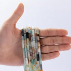 Natural Amazonite Rectangle Tube Beads 4x13mm 38cm/str Loose Semi Gemstone Stone Beads for Making Bracelets Necklace Earrings - color: Amazonite, size: 4x13mm Rectangle