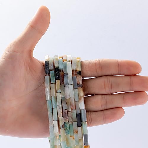 Natural Amazonite Rectangle Tube Beads 4x13mm 38cm/str Loose Semi Gemstone Stone Beads for Making Bracelets Necklace Earrings - color: Amazonite, size: 4x13mm Rectangle