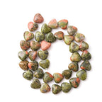 10mm Natural Unakite Stone Beads Heart Shape DIY Loose Gemstone Energy Healing Crystal Charms for Jewelry Making Handmade - color: Unakite