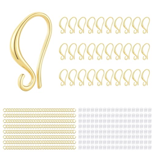 Earring Hooks, 230PCS 14K Gold Plated Earring Findings for Jewelry Making Hypoallergenic Ear Wires for DIY Bulk Pack - color: 14K Gold-Thick Earring Hooks
