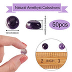 Fashewelry 50Pcs Natural Amethyst Cabochon Stone Half Round Beads 10mm Tiny Flat Back Gemstone Chakra Healing Crystal Cover Cabs for Jewelry Making - color: 1-Amethyst, size: 10x4~5mm