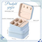 Taiyin Travel Jewelry Case, Bridesmaid Gifts Mini Jewelry Organizer, PU Leather Portable Earring Box for Women Girls - color: Blue