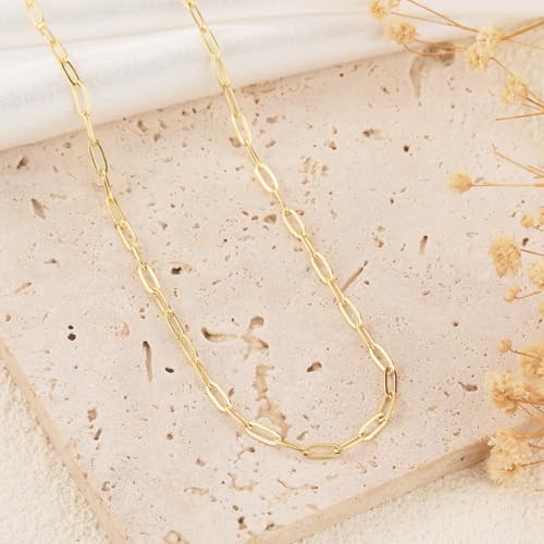 GTVOODX 33 Feet Gold Paperclip Chains for Jewelry Making Oval Soldered Stainless Steel Necklace Bulk Chain Roll Spool for DIY Bracelet Craft Supplies with Lobster Clasps Jump Rings - color: Gold Thin Paperclip Chains